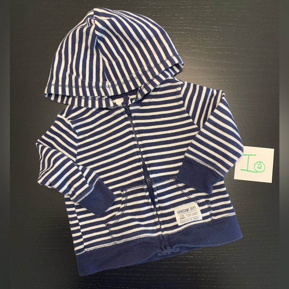 ⭐️2/$5.00⭐️ Carter’s 6m Blue and White Striped Zip Up Hoodie